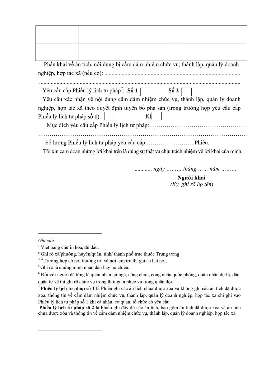 Tờ khai yêu cầu cấp phiếu lý lịch tư pháp mẫu số 03/2013 tờ 02