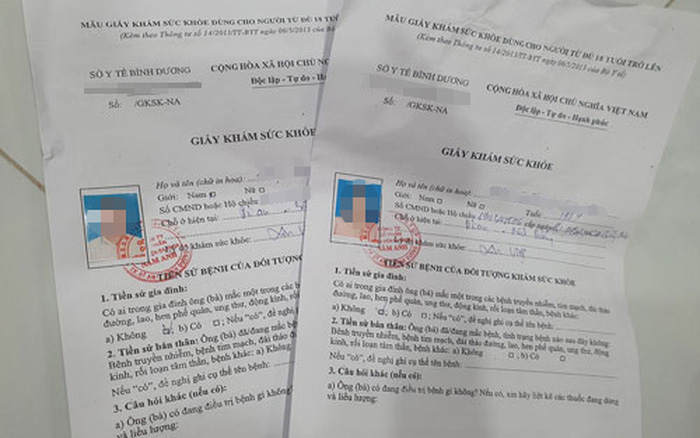 giấy khám sức khỏe